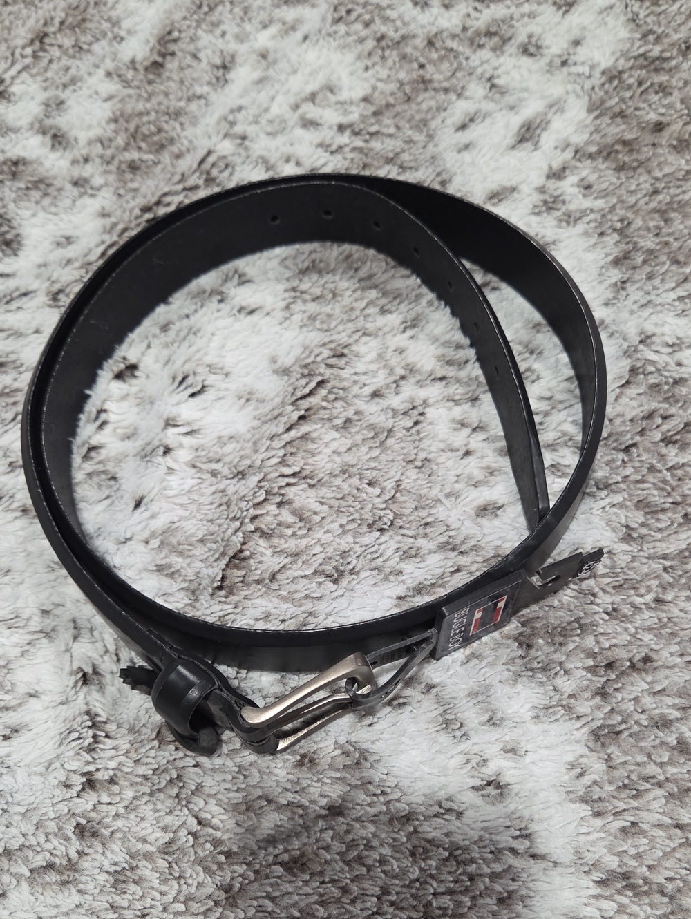 Bugle Boy Black Leather Belt with Silver-Tone Buckle